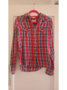 Ralph Lauren Denim & Supply red and blue plaid snap front shirt with metal bird